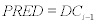 <math display='block'> <semantics> <mrow> <mi>P </mi> <mi>R </mi> <mi>E </mi> <mi>D </mi> <mo>= </mo> <mi>D </mi> <msub> <mi>C </mi> <mrow> <mi>i </mi> <mo>&#x2212; </mo> <mn>1 </mn> </mrow> </msub> </mrow> </semantics> </math>