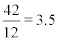  <math>  <semantics>  <mrow>  <mfrac>  <mrow>  <mn>42 </mn>  </mrow>  <mrow>  <mn>12 </mn>  </mrow>  </mfrac>  <mo>= </mo> <mn>3.5 </mn>  </mrow>  <annotation encoding='MathType-MTEF'>  MathType@MTEF@5@5@+=feaafiart1ev1aqatCvAUfeBSjuyZL2yd9 gzLbvyNv2CaerbuLwBLnhiov2DGi1BTfMBaeXatLxBI9gBaerbd9wDY LwzYbItLDharqqtubsr4rNCHbGeaGqiVu0Je9sqqrpepC0xbbL8F4rq qrFfpeea0xe9Lq=Jc9vqaqpepm0xbba9pwe9Q8fs0=yqaqpepae9pg0 FirpepeKkFr0xfr=xfr=xb9adbaqaaeGaciGaaiaabeqaamaabaabaa GcbaWaaSaaaeaacaaI0aGaaGOmaaqaaiaaigdacaaIYaaaaiabg2da9 iaaiodacaGGUaGaaGynaaaa@3C23@ </annotation>  </semantics>  </math>