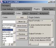 JMF Registry Editor - PlugIns