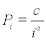 <math><semantics><mrow><msub><mi>P</mi><mi>i</mi></msub><mo>=</mo><mfrac><mi>c</mi><mrow><msup><mi>i</mi><mi>a</mi></msup></mrow></mfrac></mrow><annotationencoding='MathType-MTEF'></annotation></semantics></math>